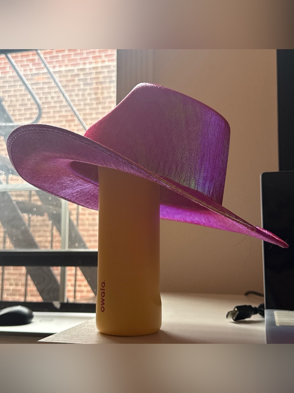 Pink Cowboy hat with iridescent finish